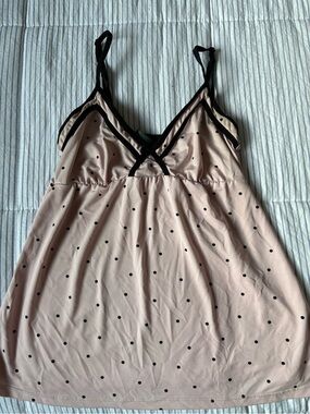 Super Trendy Pink Polka Dot Sleep Cami with Black Trim